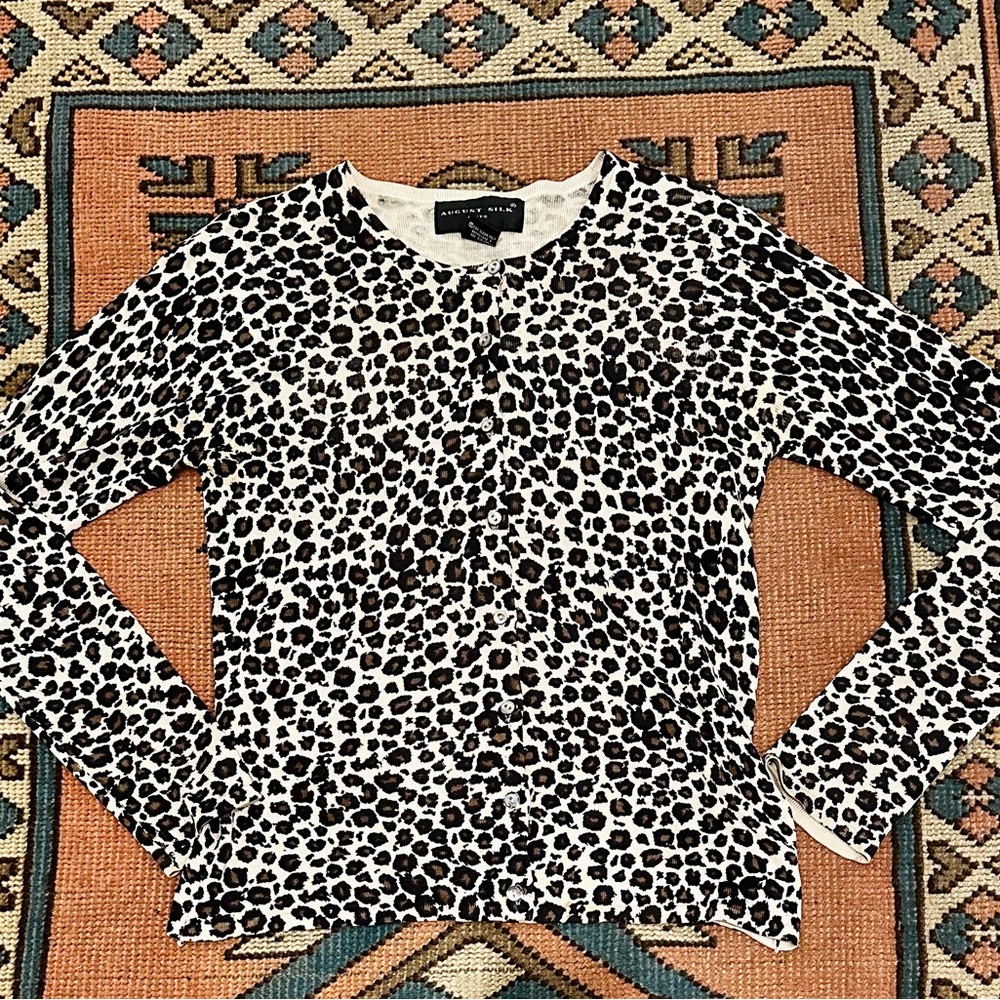August Silk Leopard Print Knit Top